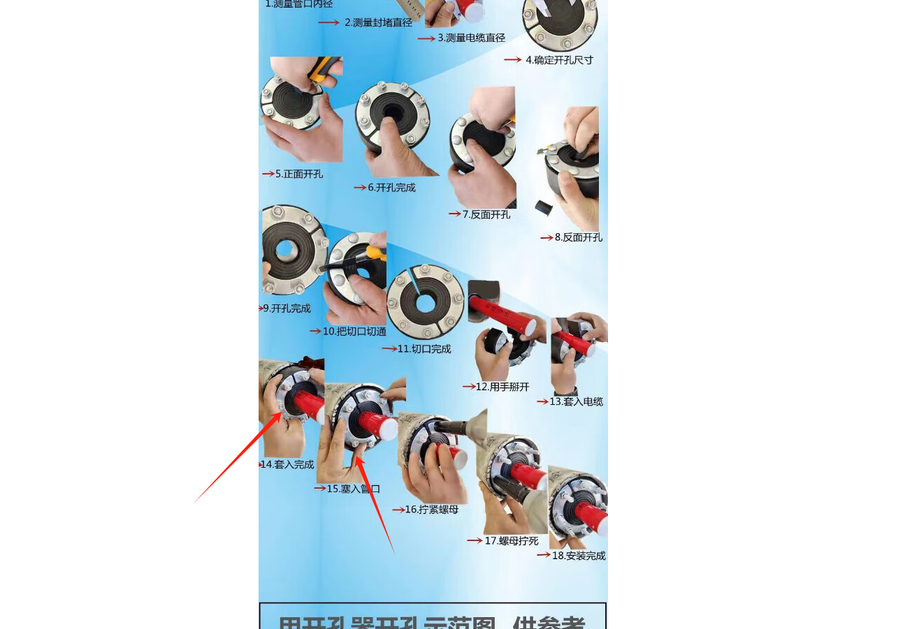 电缆的柔性橡胶防水封堵 是要穿在_____管中的