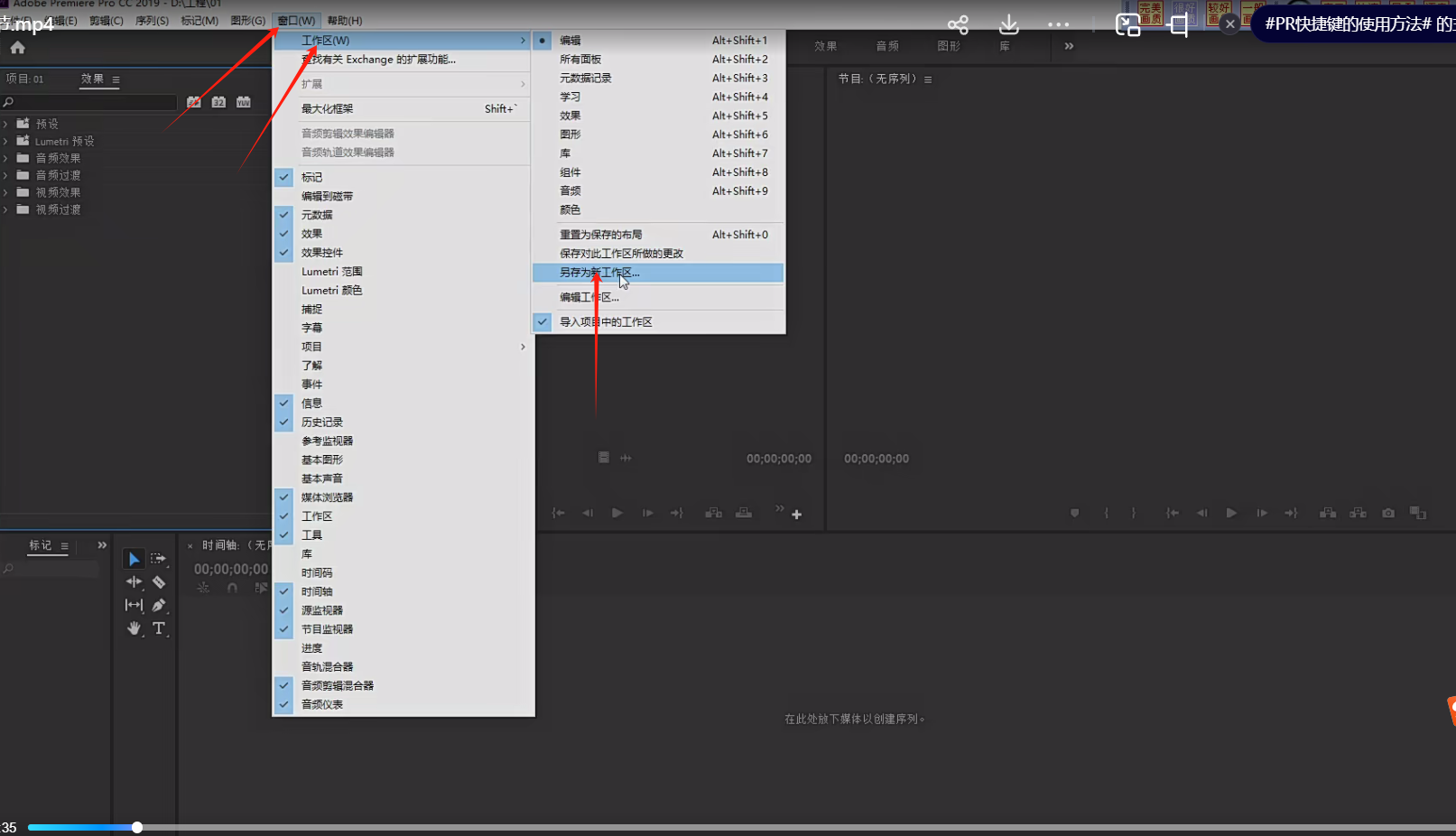 保存自己的PR界面的步骤是_____